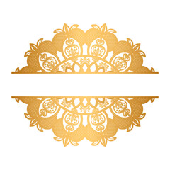 Half Mandala frame indian pattern islamic ornament gold color