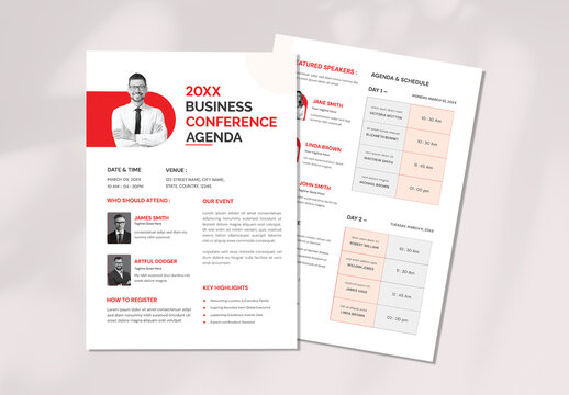 Modern Business Conference Agenda Flyer Template