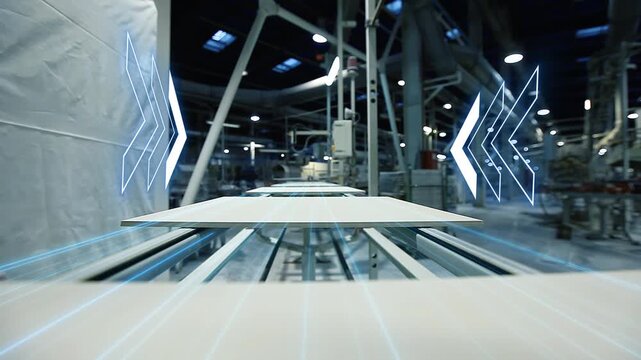 Roller conveyor system in a ceramic tile factory. A production or conveyor line at a ceramic and porcelain tile factory. Making ceramic tile. Ceramic tiles moving on the production line. Close-up