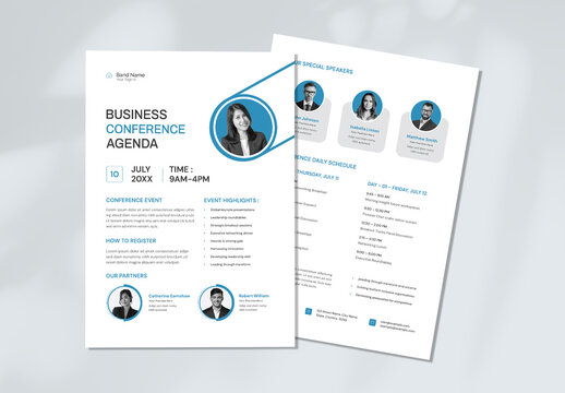 Professional Corporate Conference Agenda and Event Schedule Flyer Design