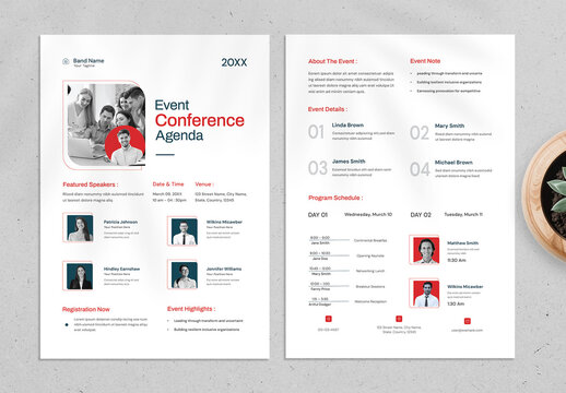 Modern Business Event Conference Agenda Schedule Flyer Template