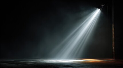 Obraz premium Spotlight Shines Through Smoke in a Dark Space Creating a Focused Beam and Surrounding Ambiance at Night