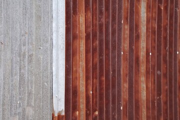 Old metal sheet roof texture. Pattern of old metal sheet. Rusty tin texture