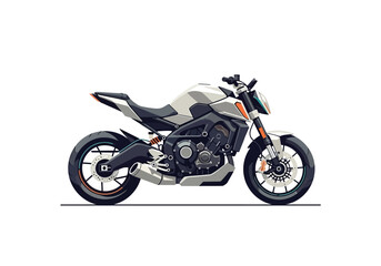 Obraz premium Stylized sideview illustration of a white and dark gray naked sport motorcycle