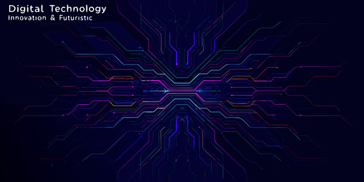Abstract digital network with vibrant lines converging in a futuristic pattern