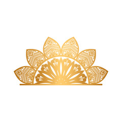 Half Mandala frame indian pattern islamic ornament gold color