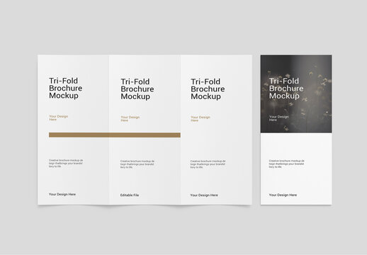 Trifold Brochure Mockup Open and Closed