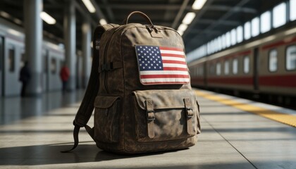 American flag travel backpack