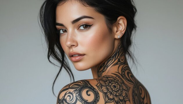 Tattooed Woman Beauty Portrait