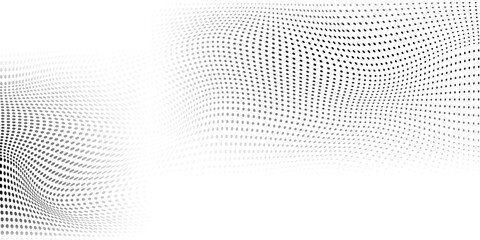 Mesh art black and white shadow halftones retro pop art funky urban colorful comic book. Dotted halftone gradient texture. Vanishing polka dot background design abstract