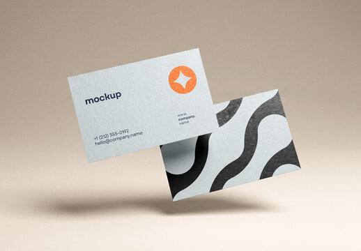 Template Mockup Business Card Branding Identity Floating Minimal Scene with Soft Shadow