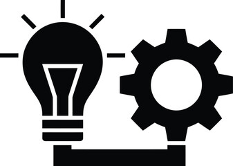 Conceptual icon symbolizing innovation, idea generation, and the implementation process isolated on white background