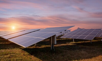High-tech renewable energy systems featuring solar panels and wind turbines in a modern farm, concept of sustainable green electricity and environmental conservation for a clean future power © anes