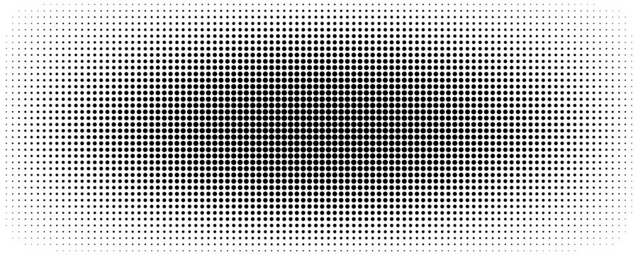 Dotted gradient vector illustration, white and black halftone background, horizontal seamless dotted lines, monochrome dots texture backdrop, retro effect. modern