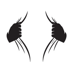 Sharp Claw Hands Silhouette Vector Illustration