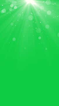 sun rays and bokeh lights flare glowing on green screen background animation,chroma key summer sunburst flicker rays isolated vertical social media motion design element