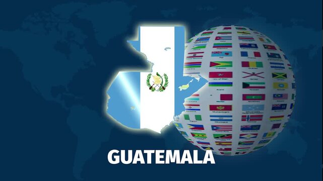 Guatemala map animation with rotating globe on Earth