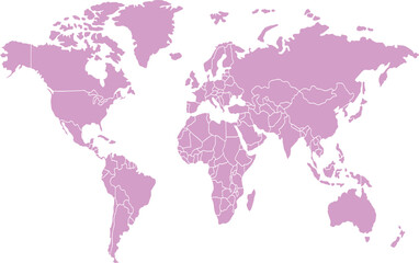 World Map Vector with Administrative Borders, Modern Pastel Global Silhouette for Creative Designap3.eps