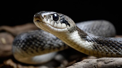 Obraz premium Close-Up of a Realistic Snake in Natural Habitat with Textured Skin