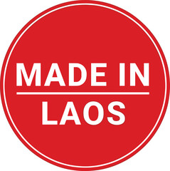 Made in Laos red circular badge with white text, country of origin label for product branding and packaging