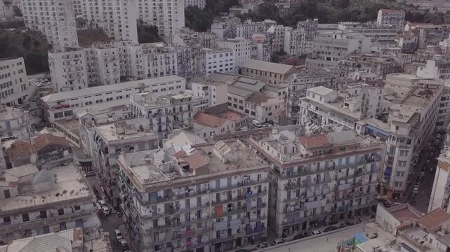 Drone footage of Bab El Oued residential urban aria