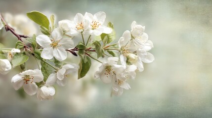 Fototapeta premium Spring Background With White Flower Blossoms and Smooth Textures Creating a Clean Atmosphere for a Fresh and Bright Setting