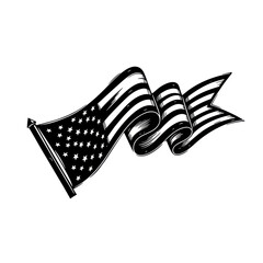 Distressed American Flag Waving, Grunge Texture, Independence Day Symbol