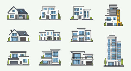 Modern and modern homes and buildings