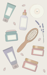 Beauty Essentials and Wellness Vertical Illustration