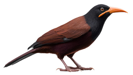 Fototapeta premium Ultra Realistic Brown Bird with Orange Beak Isolated on Transparent Background