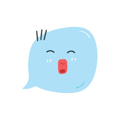 Cute Blue Speech Bubble Character Yawning