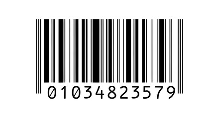 Barcode with unique product code isolated on transparent background