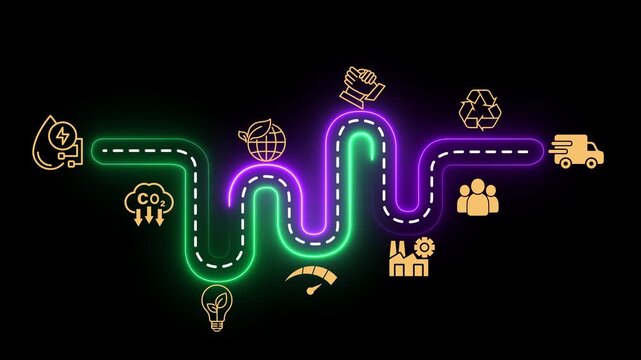 LCA, Life cycle assessment concept on the transparent background. Carbon footprint evaluation and environmental impact assessment related to product value chains. Motion graphics of life cycle idea. 