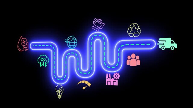 LCA, Life cycle assessment concept on the transparent background. Carbon footprint evaluation and environmental impact assessment related to product value chains. Motion graphics of life cycle idea. 