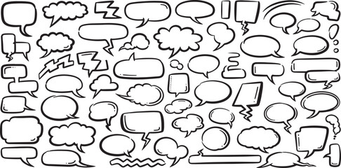 Fototapeta premium Collection of various cartoon speech bubbles and chat icons