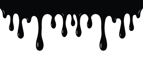 Dripping splatter and dribble brush strokes with stain and leak, one line Art icon drawing vector. Dripping Paint and Liquid Flow. Ink, Chocolate, Oil, and Molten Drops. Paint flows. Current paint