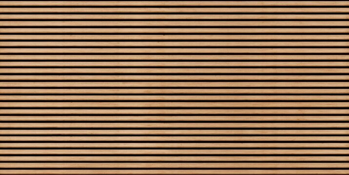 SEAMLESS wall panel pattern, slim horizontal slats in light wood with natural fluted texture, modern interior background for home & office, decorative accent wall or acoustic panel design.