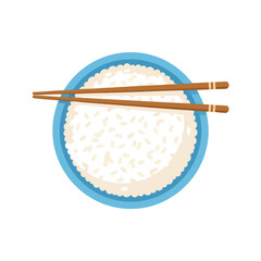 Bowl of White Rice with Chopsticks
