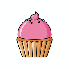 Pink Frosted Cupcake Illustration