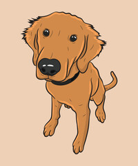 Golden Retriever Puppy Illustration Playful Dog Cartoon Character Design