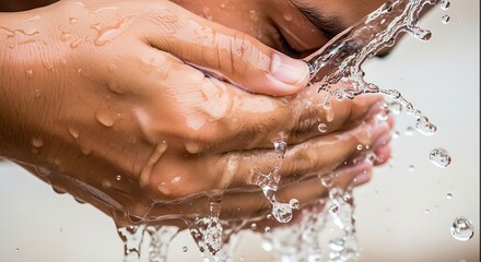 Fototapeta premium Close-up of Hands Washing Under Flowing Water.