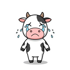 Naklejka premium 泣き虫子牛のイラスト