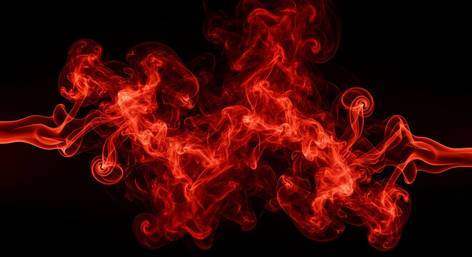 A vibrant and dynamic image of swirling red flames on a black background