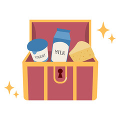 乳製品の入った宝箱のイラスト