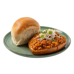 Traditional Indian Pav Bhaji with Toasted Buns and Spicy Vegetable Curry