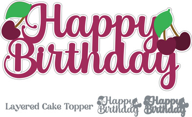 Happy Birthday cake topper, Layered paper craft Birthday party decoration