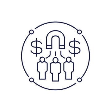 CAC icon, Customer Acquisition Cost, line design