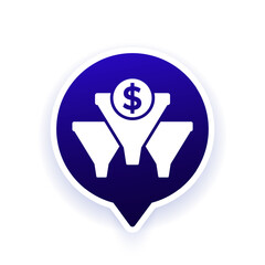 Sales funnels icon for web, marketing concept