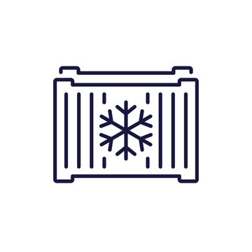 refrigerated container line icon, reefer or cold storage