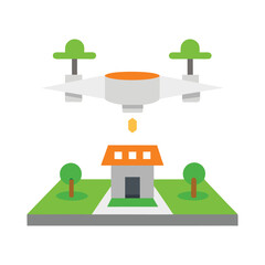 High Color Vector Design Of Futuristic White Autonomous Drone